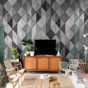 Motifs géométriques en nuances de gris pour décoration intérieure