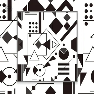 Papier peint stylisé avec motifs noirs et blancs élégants