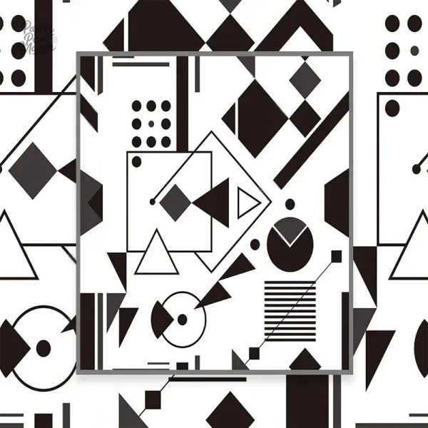 Papier peint stylisé avec motifs noirs et blancs élégants