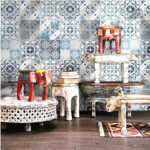 Papier peint hippie aux motifs bohèmes colorés