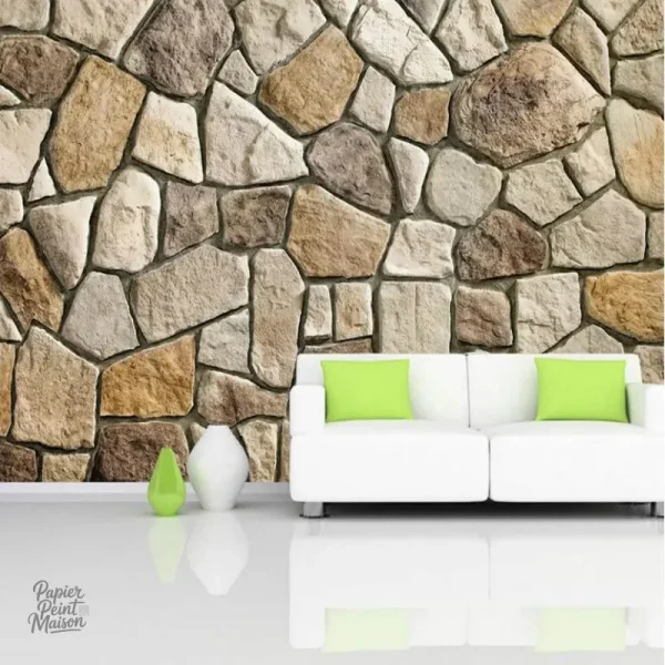 Papier peint effet pierre, aspect naturel, design moderne