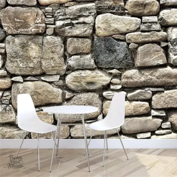 Détails de papier peint effet pierre pour intérieur stylé