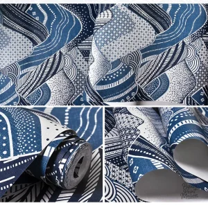 Papier peint japonais, nuances de bleu harmonieuses