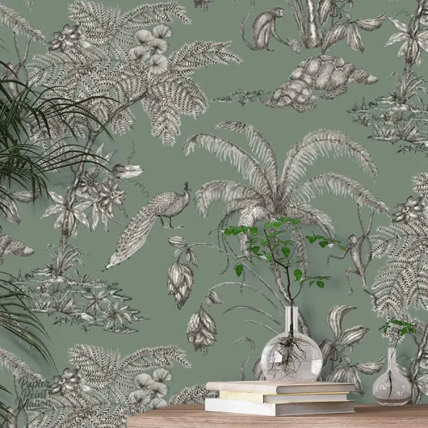 Papier peint jungle animaux coloré et ludique pour décoration intérieure