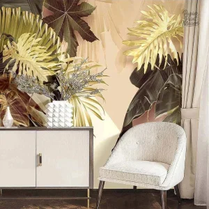 Décor mural jungle aux accents dorés et design moderne