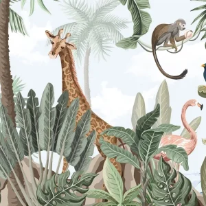 Décor mural jungle pour chambre d'enfant, ambiance naturelle