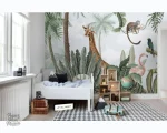 Papier peint coloré jungle, design jungle amusant
