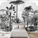 Papier peint jungle noir et blanc au design moderne