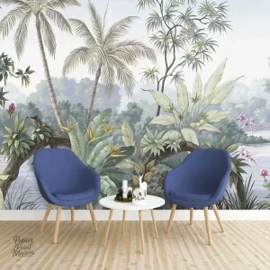 Papier Peint Jungle Panoramique aux motifs exotiques