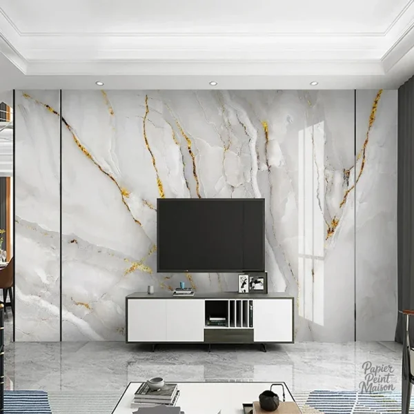 Papier peint marbre blanc élégant pour une décoration moderne