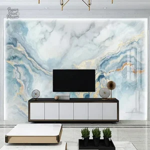 Papier peint marbre bleu, design élégant et moderne