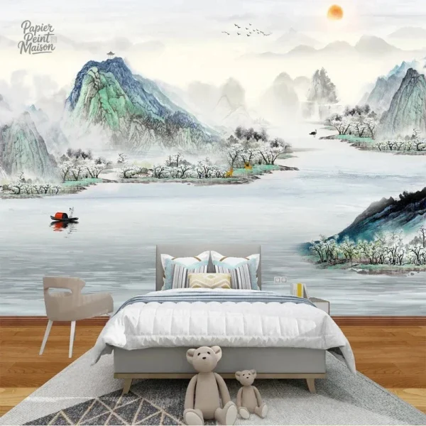 Papier peint montagne panoramique pour décoration intérieure