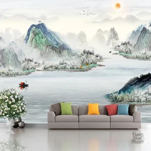 Décor mural montagneux pour un style naturel et apaisant