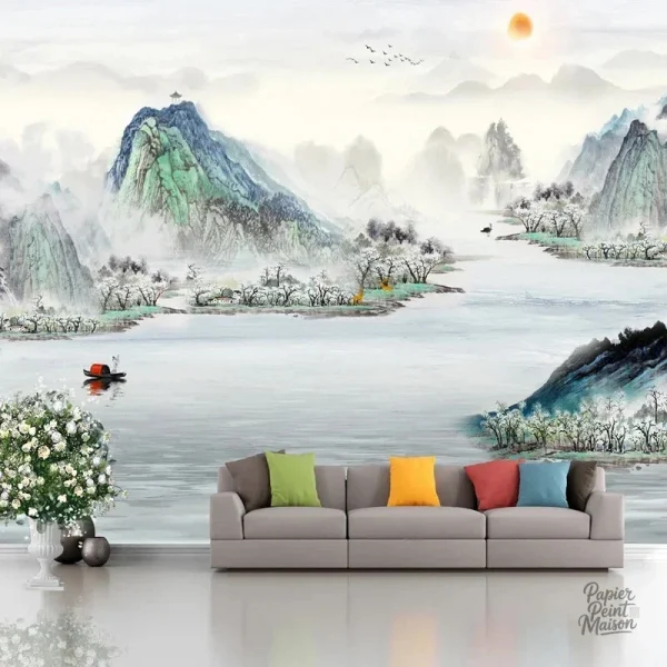 Décor mural montagneux pour un style naturel et apaisant