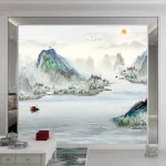 Papier peint paysage montagneux pour ambiance relaxante
