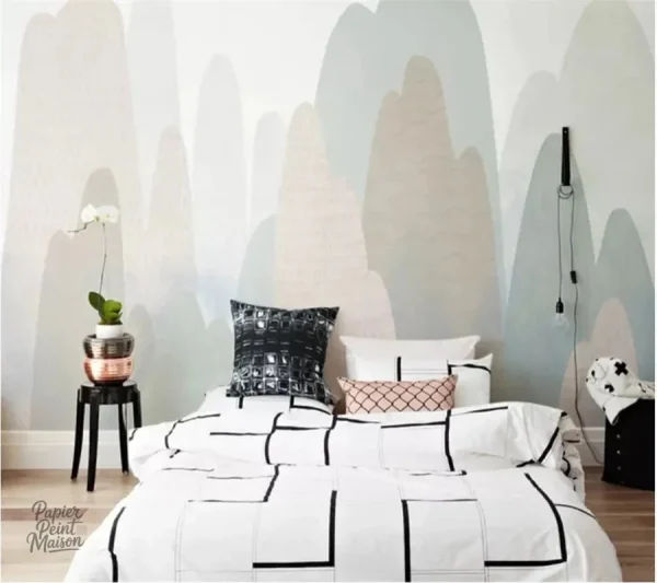 Papier peint montagne scandinave, design naturel et apaisant