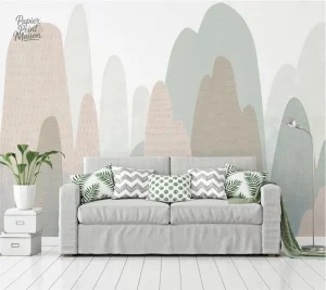 Décor mural scandinave, motif montagneux élégant et moderne