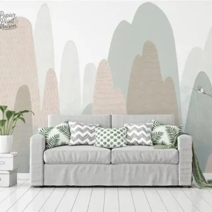 Décor mural scandinave, motif montagneux élégant et moderne