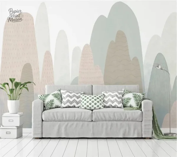 Décor mural scandinave, motif montagneux élégant et moderne