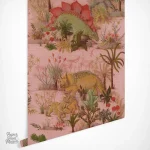 Papier peint avec dessins de dinosaures ludiques