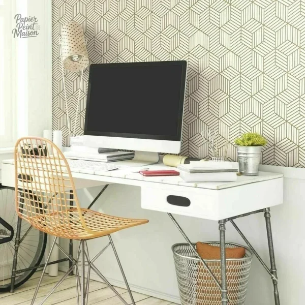 Décoration murale en papier peint motif géométrique