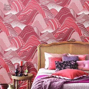Papier peint motif japonais aux éléments traditionnels