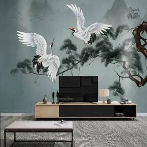 Papier peint design oiseaux stylisés