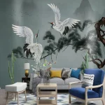 Papier peint avec motif aviaire moderne