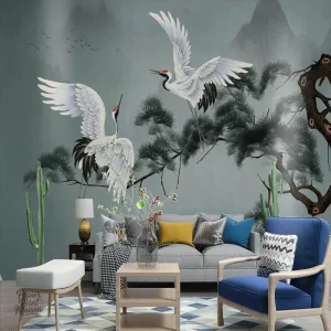 Papier peint avec motif aviaire moderne