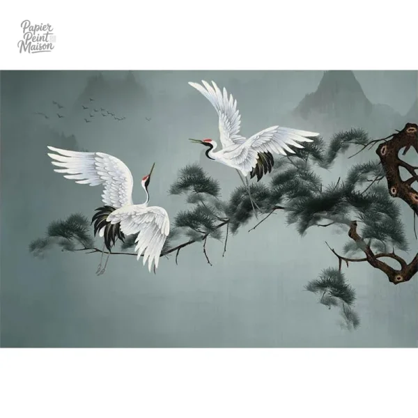 Papier peint décoratif oiseaux élégants