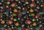 Papier peint décoratif avec motifs de poissons colorés