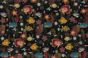 Papier peint décoratif avec motifs de poissons colorés