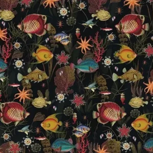Papier peint décoratif avec motifs de poissons colorés