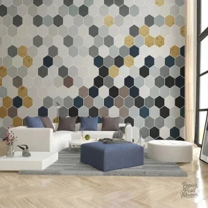 Papier peint géométrique multicolore pour décoration intérieure
