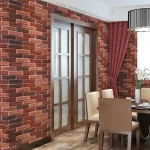 Papier peint mural effet brique pour décoration intérieure