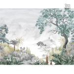 Design de papier peint avec motifs végétaux apaisants