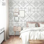 Papier peint en motifs géométriques stylisés