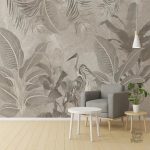 Papier peint noir et blanc jungle design moderne