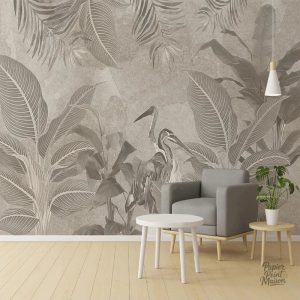 Papier peint noir et blanc jungle design moderne