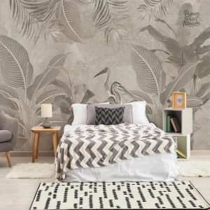 Papier peint jungle monochrome pour décoration intérieure