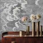 Papier peint nuage gris pour décoration intérieure