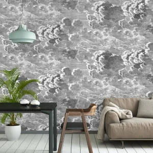 Papier peint design nuage en teintes grises