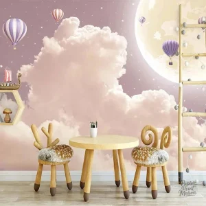 Papier peint nuage rose doux et apaisant pour décoration intérieure