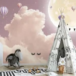 Motif nuage rose idéal pour chambre d'enfant ou espace créatif