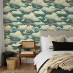 Papier peint nuageux, style moderne et rêveur pour décoration intérieure