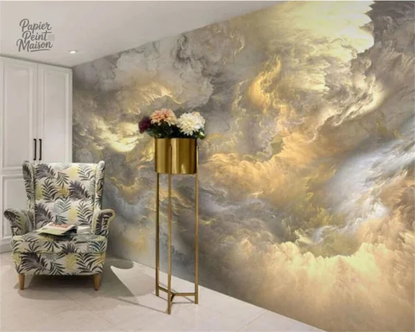 Papier peint nuage, motif ciel apaisant pour intérieur