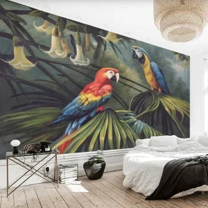 Papier peint inspiré de la faune tropicale, ambiance naturelle