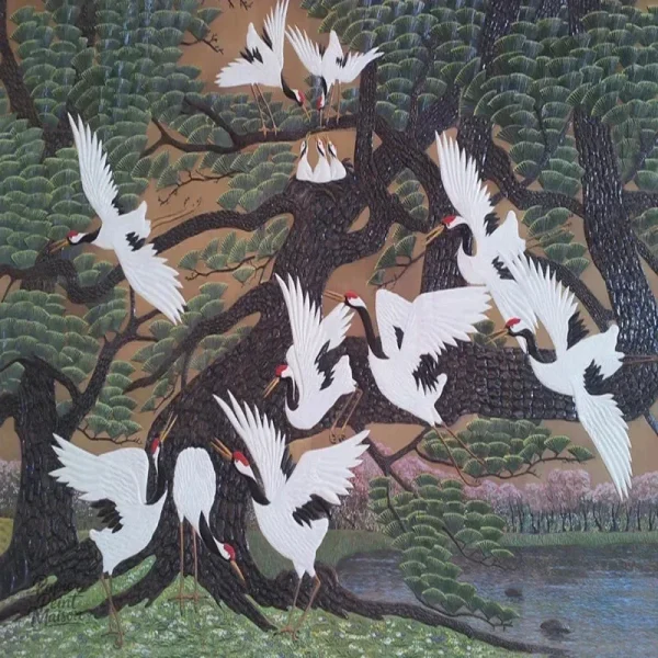 Papier Peint avec motifs d'oiseaux japonais