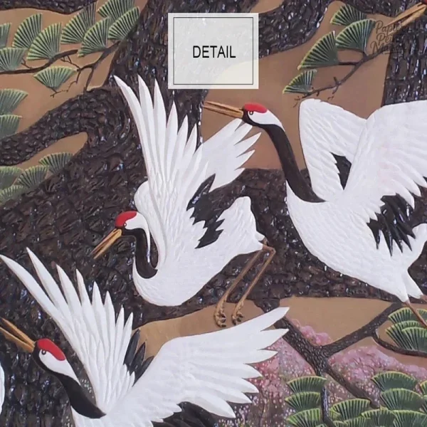 Design élégant d'oiseaux japonais sur papier peint