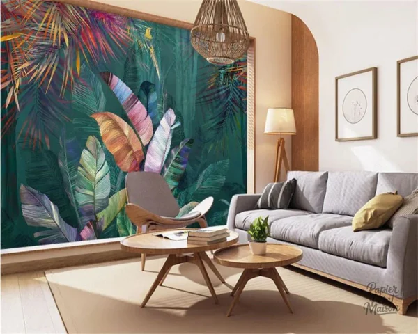 Papier peint à motif végétal palmier chic